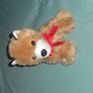 Coyote Stuffed Animal with Red Bow